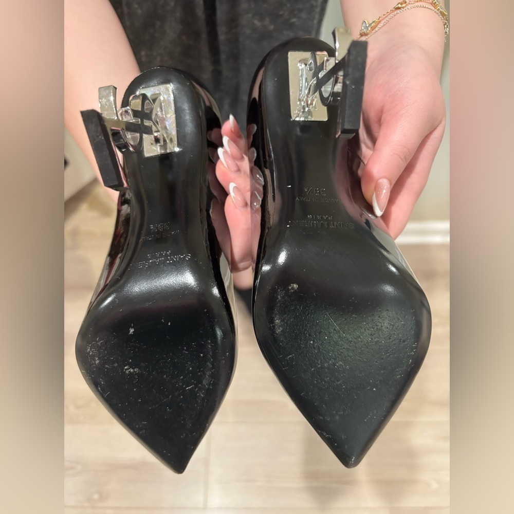 Ysl Yves Saint Laurent Black Heels size 39.5 - Picture 14 of 15